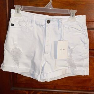 KanCan White High Waisted Shorts
